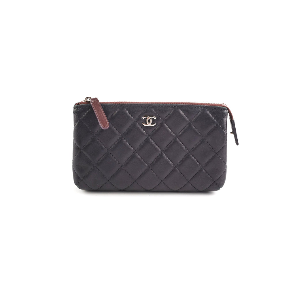 Chanel Black Pouch Cosmetic Bag Clutch Black