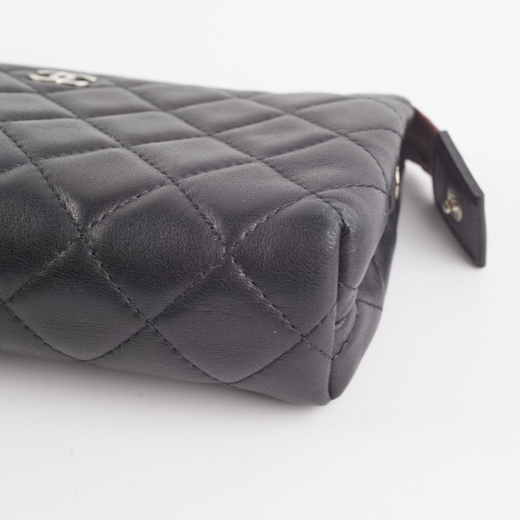 Chanel Black Pouch Cosmetic Bag Clutch Black