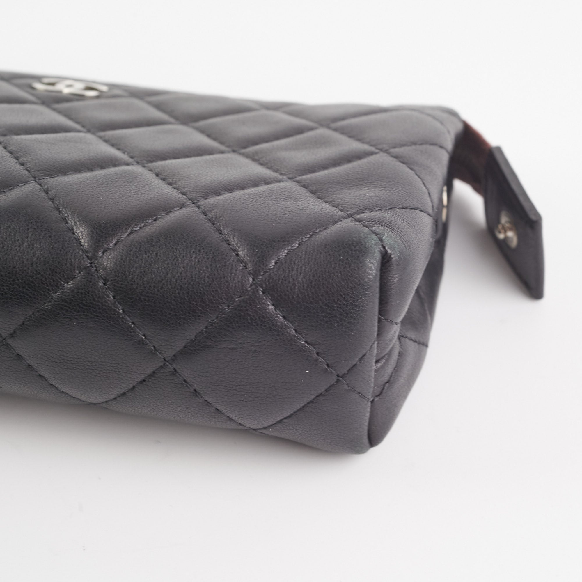 Chanel Black Pouch Cosmetic Bag Clutch Black