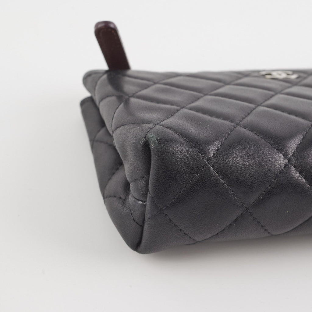 Chanel Black Pouch Cosmetic Bag Clutch Black