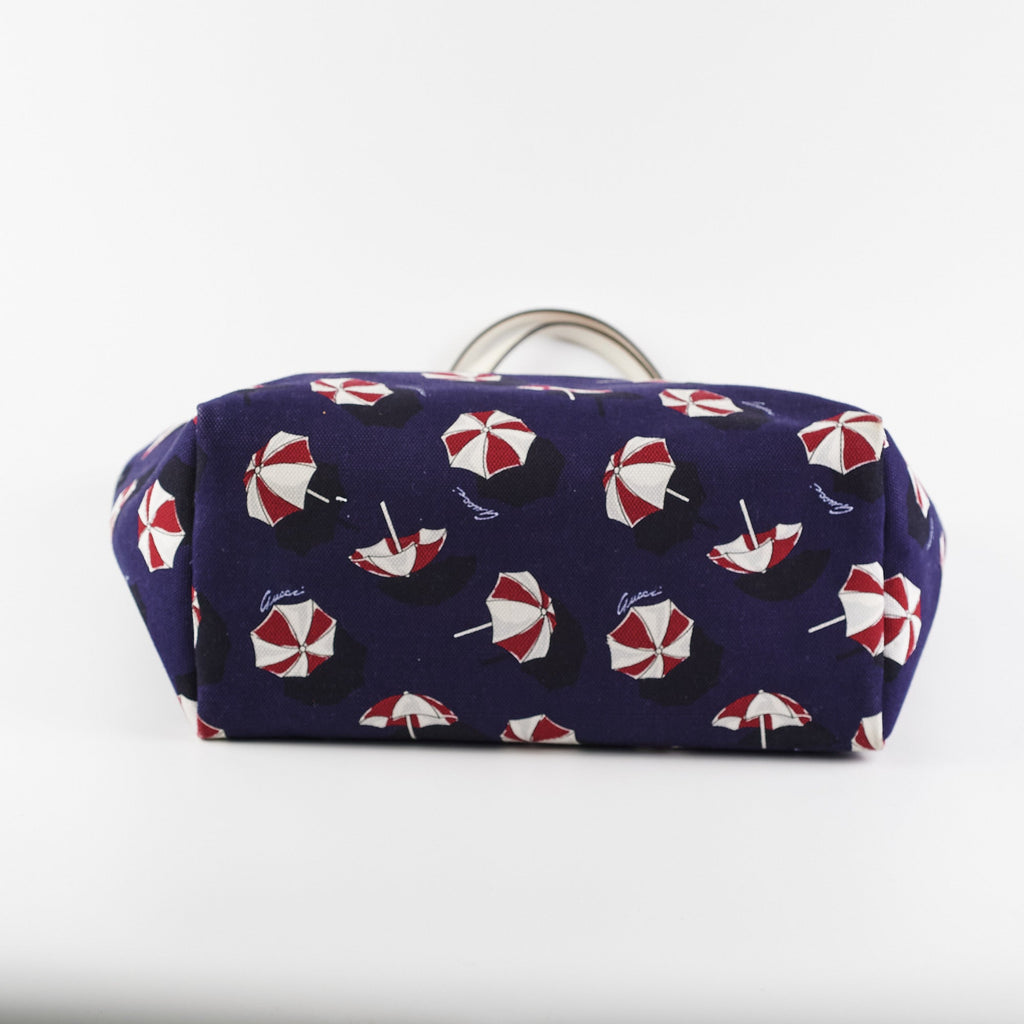 Gucci Nylon Tote Bag Umbrellas Navy Blue