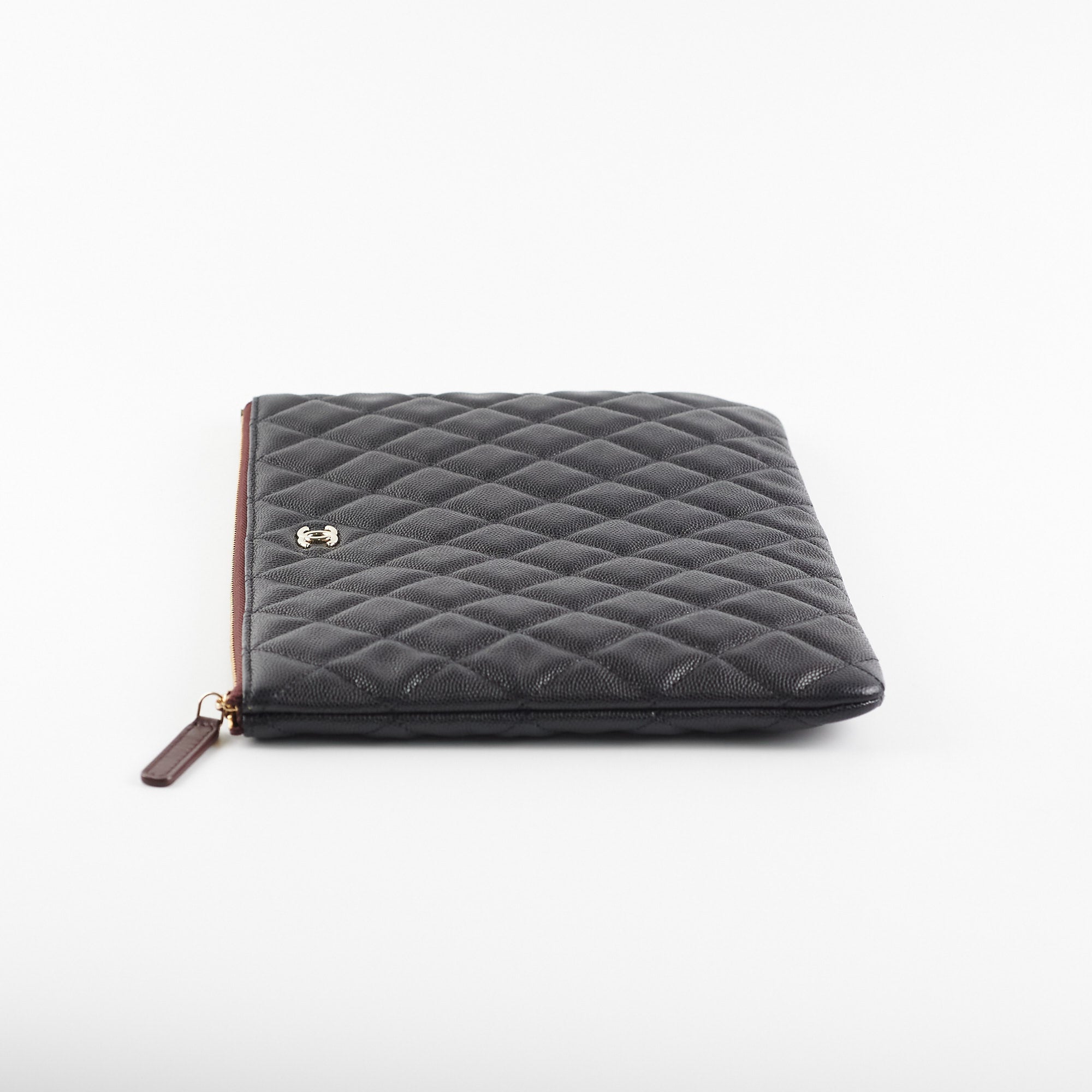 Chanel Medium O case Pouch Clutch Caviar Black
