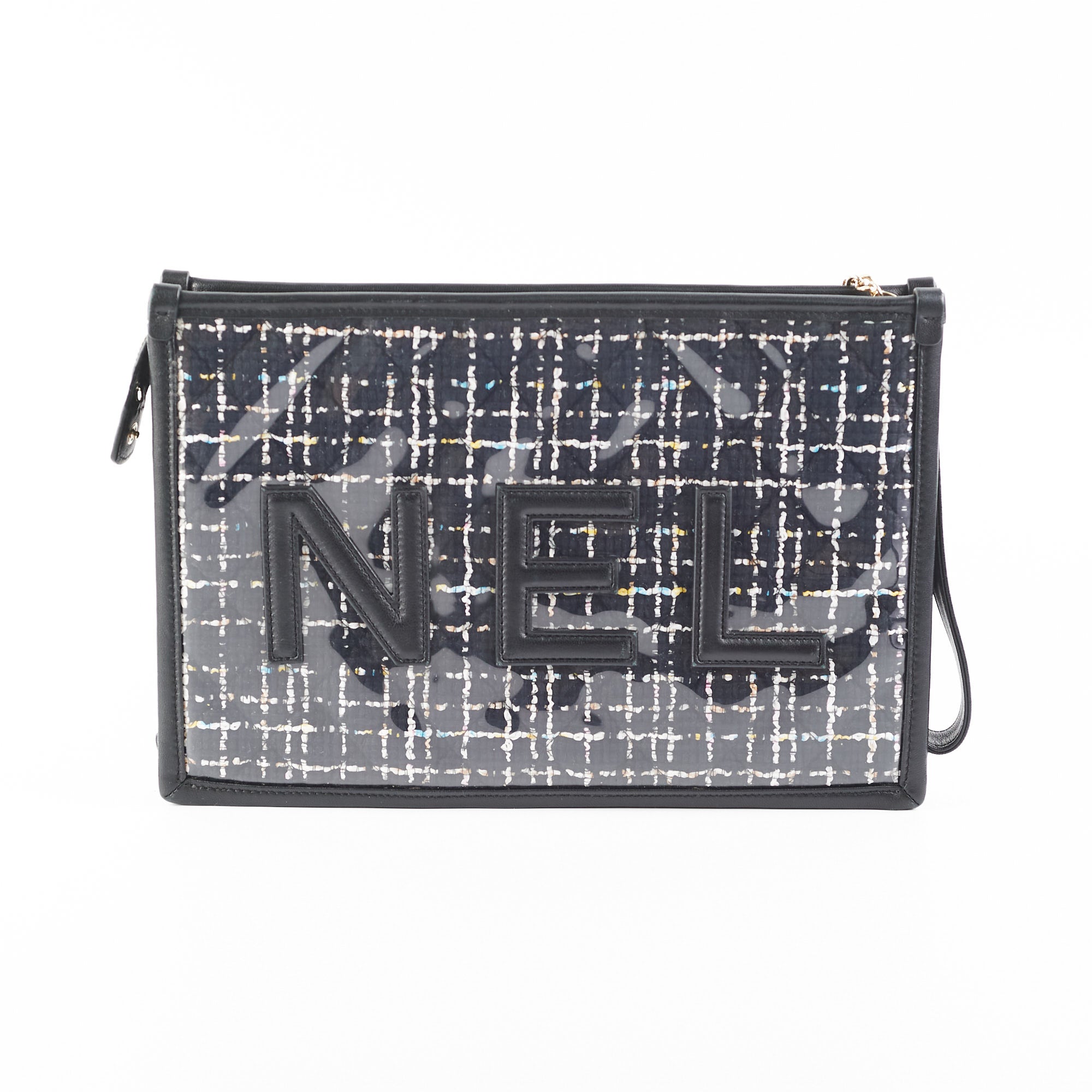Chanel PVC Black Tweed Clutch