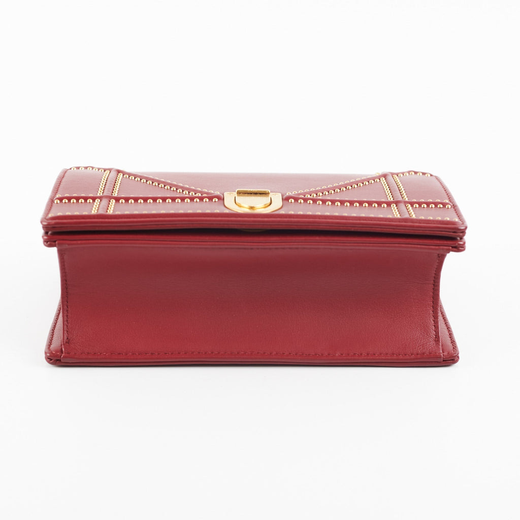 Christian Dior Diorama Burgundy Studded Crossbody Bag