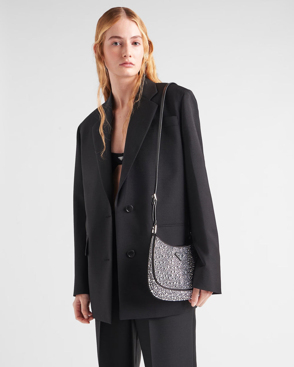 PRADA CLEO SATIN CRYSTAL SHOULDER BAG