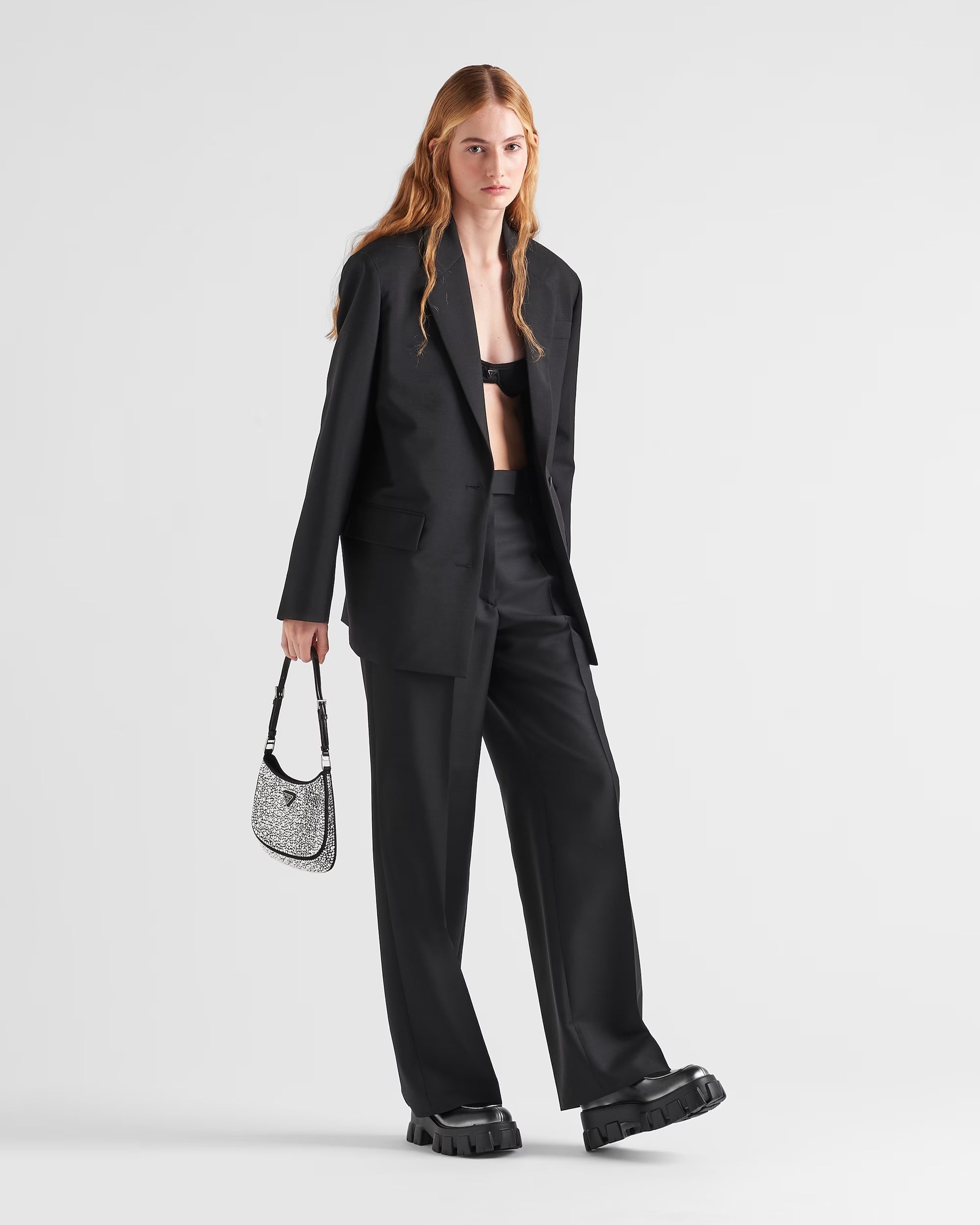 PRADA CLEO SATIN CRYSTAL SHOULDER BAG
