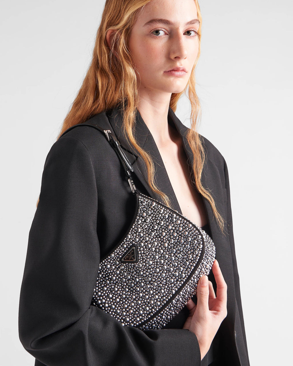 PRADA CLEO SATIN CRYSTAL SHOULDER BAG