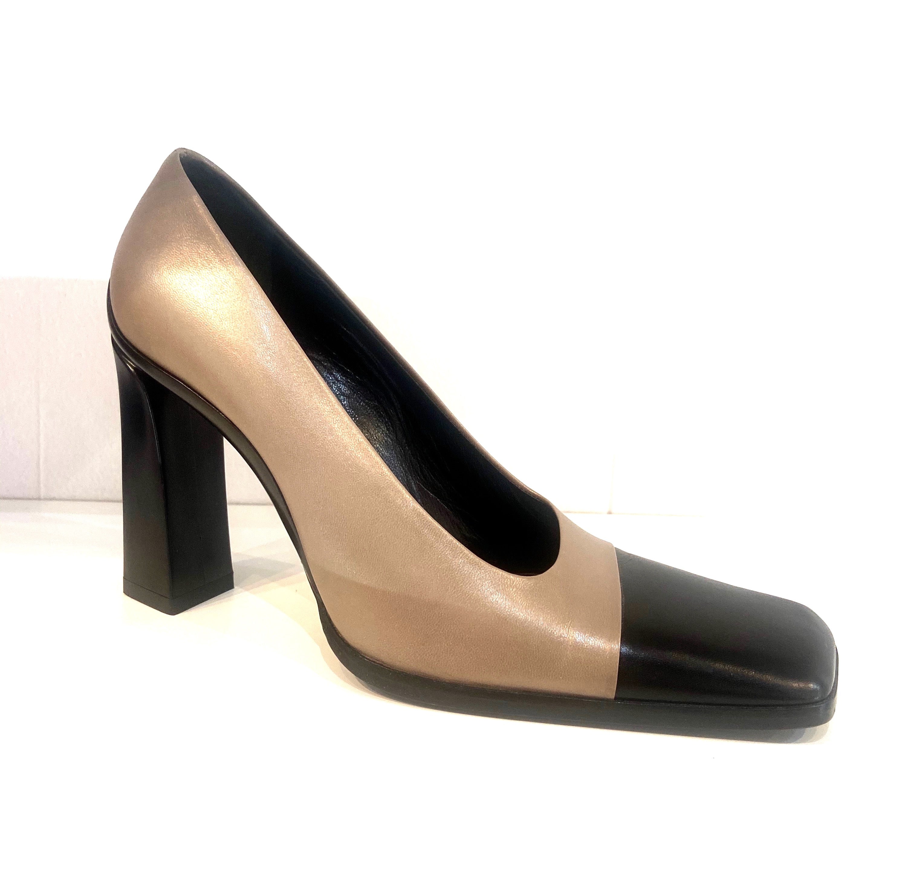 PRADA COLORBLOCK SQUARE TOE PUMPS