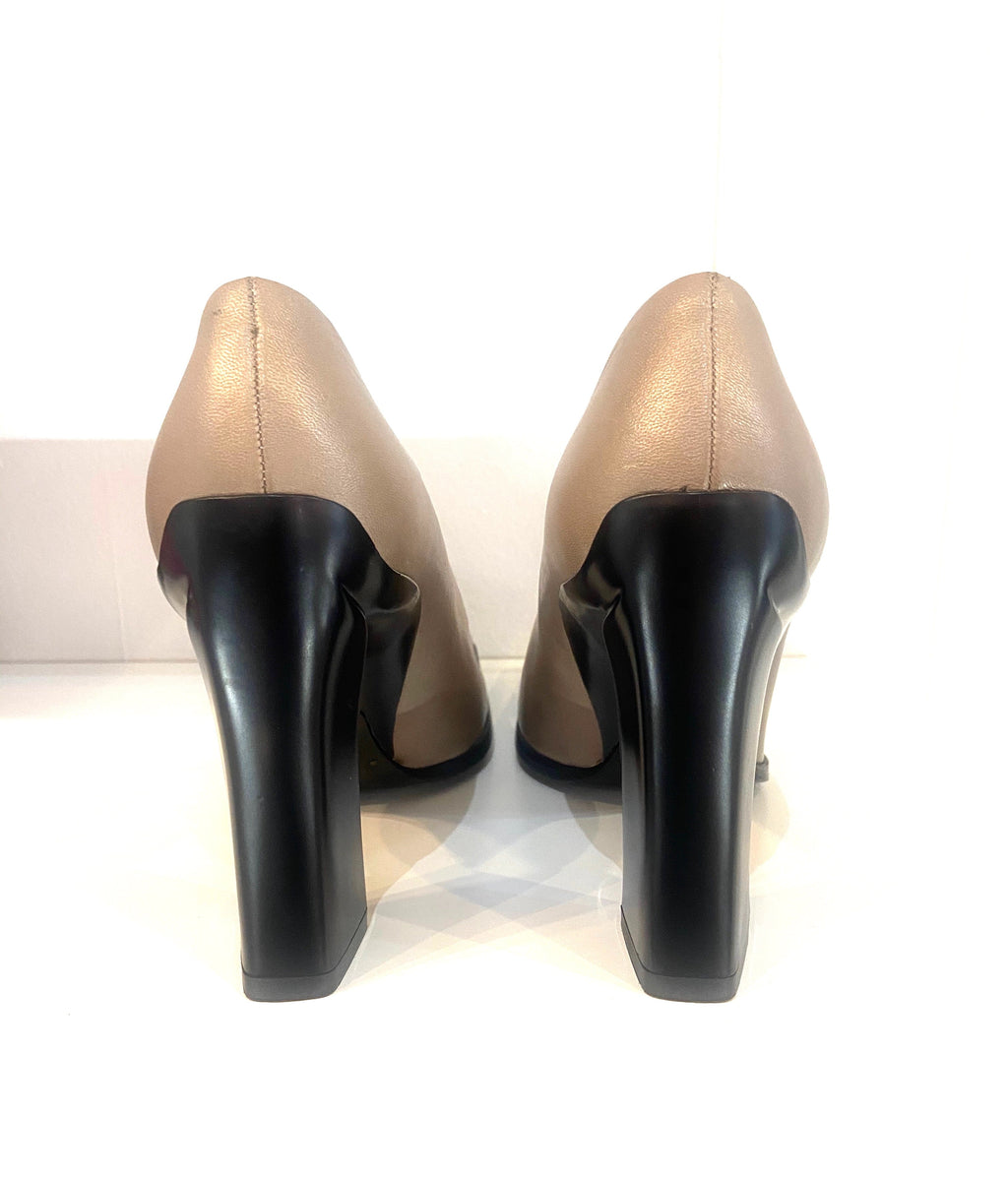 PRADA COLORBLOCK SQUARE TOE PUMPS