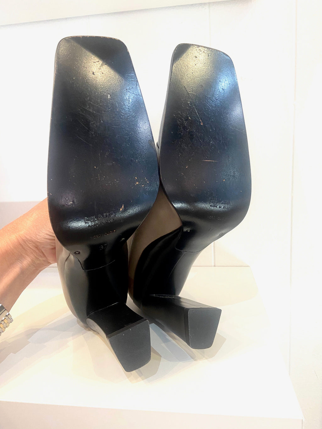 PRADA COLORBLOCK SQUARE TOE PUMPS