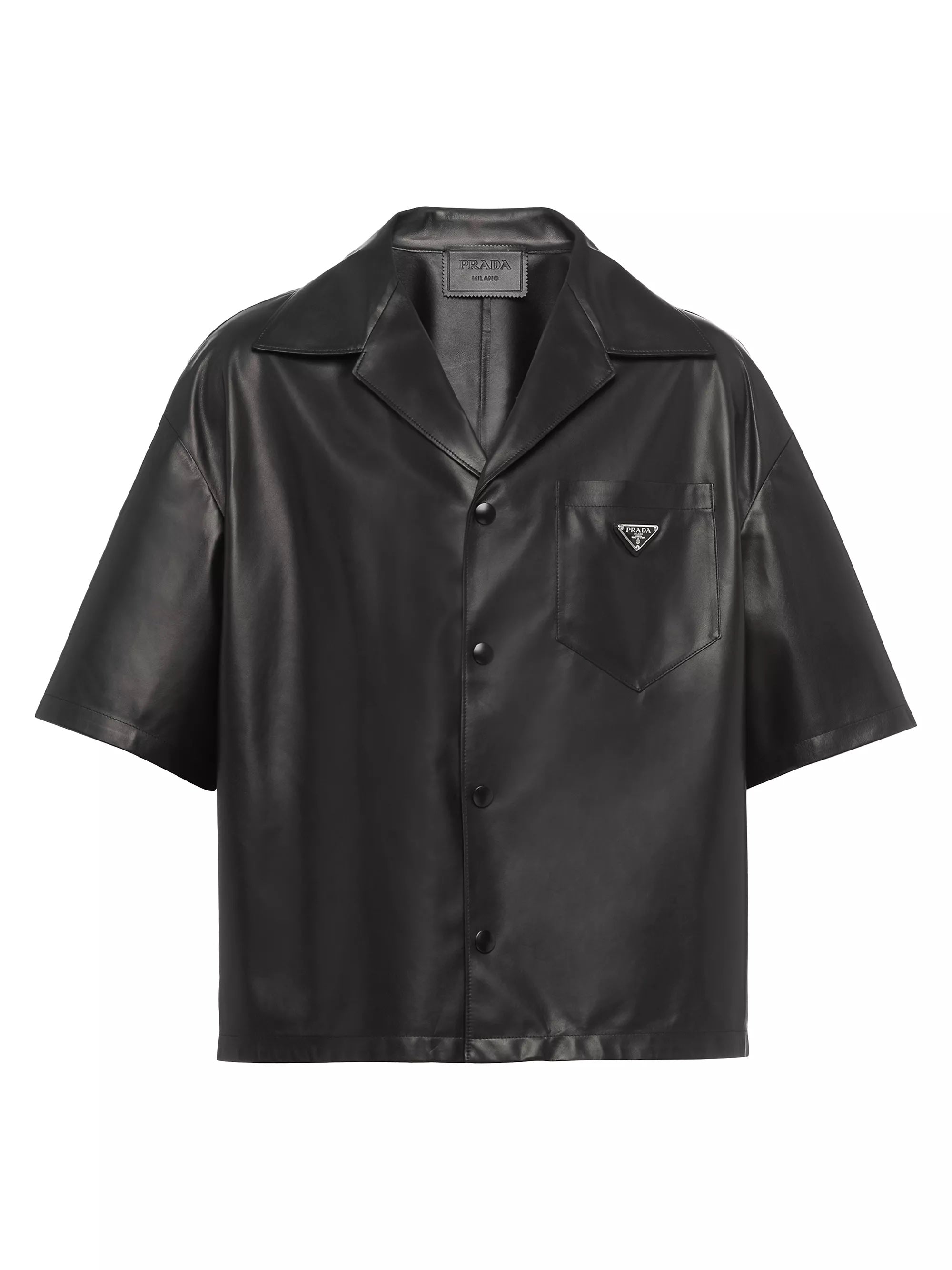 PRADA LUNA ROSSA TRIANFLE LOGO NAPPA LEATHER SHIRT