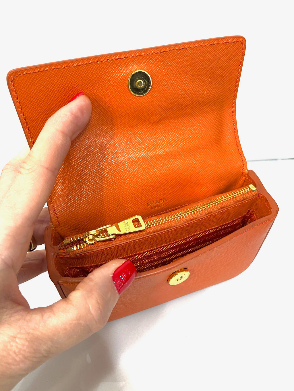 PRADA SAFFIANO LUX LEATHER SMALL CLUTCH/ PHONE HOLDER