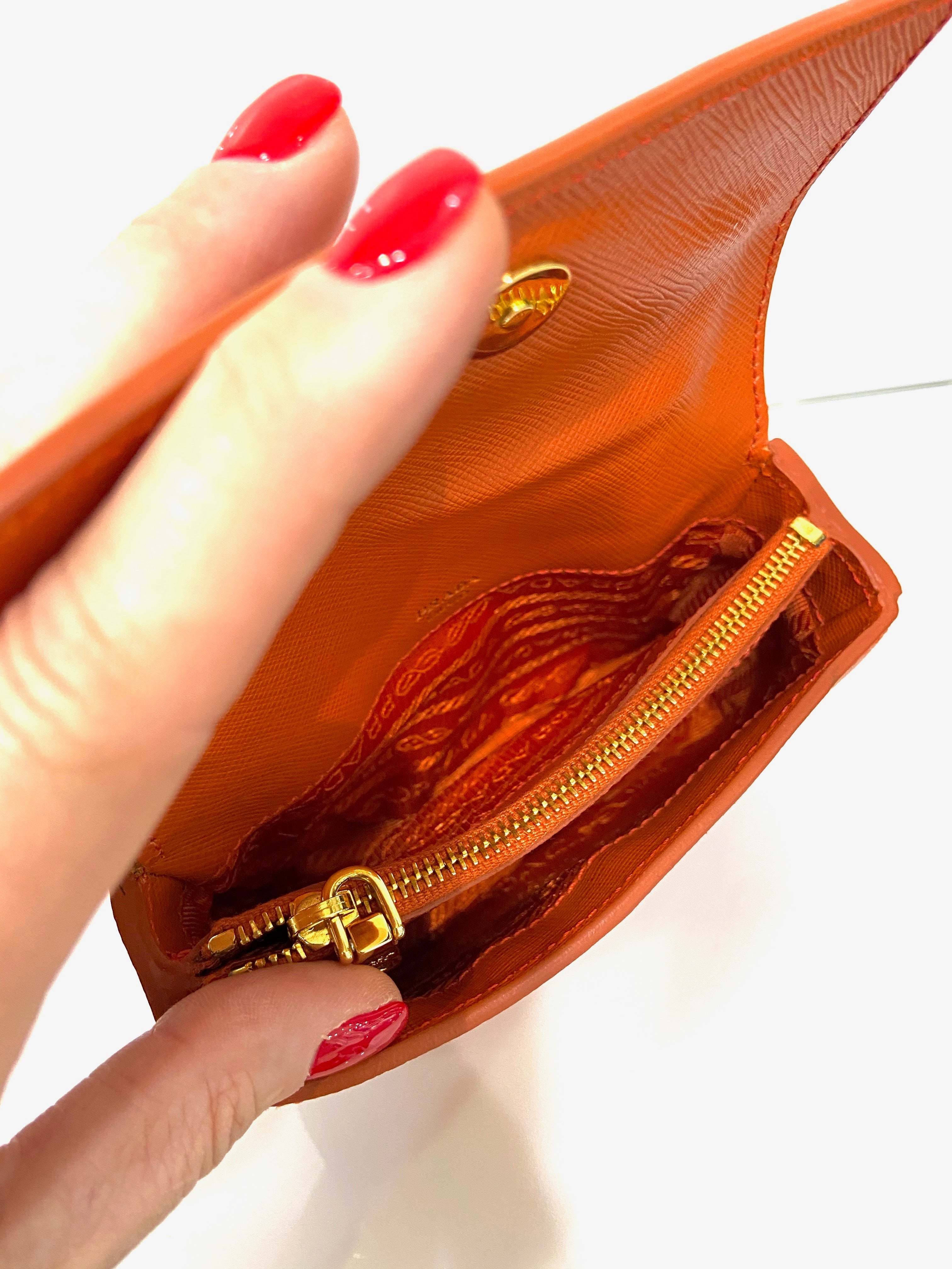 PRADA SAFFIANO LUX LEATHER SMALL CLUTCH/ PHONE HOLDER