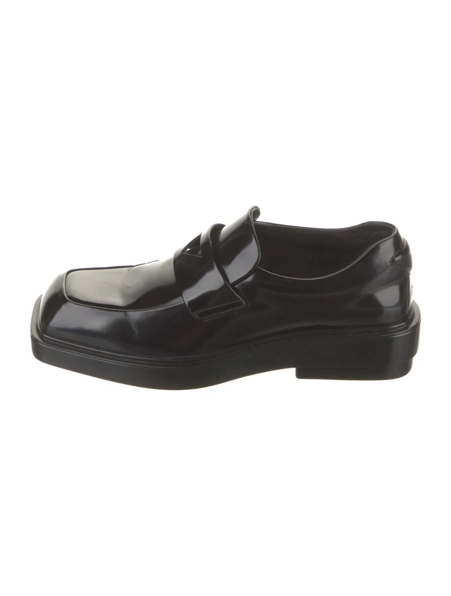 PRADA TRIANGLE LOGO PATCH SLIP-ON LOAFERS