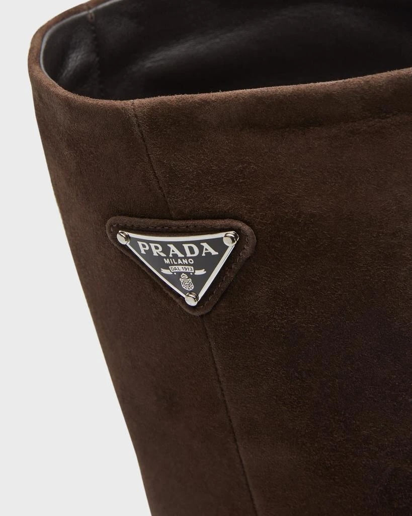 PRADA SUEDE BLOCKED HEEL KNEE HIGH BOOTS