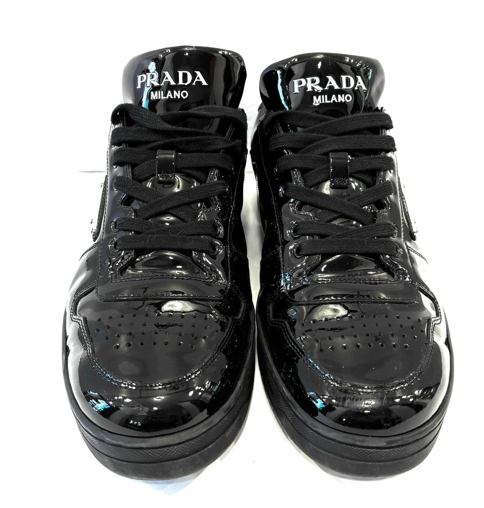 PRADA DOWNTOWN PATENT LEATHER SNEAKERS
