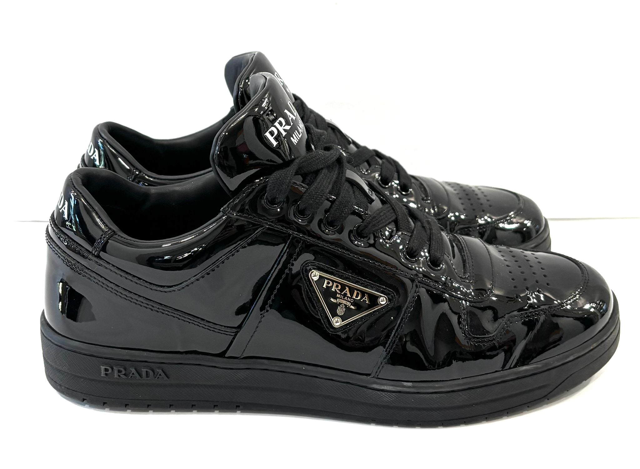PRADA DOWNTOWN PATENT LEATHER SNEAKERS