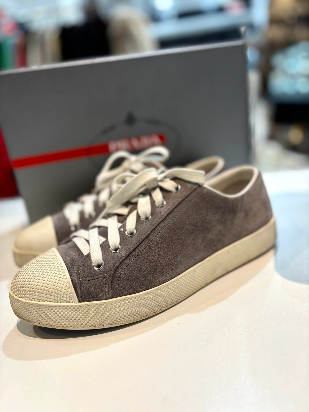 PRADA SUEDE CAP TOE SNEAKERS