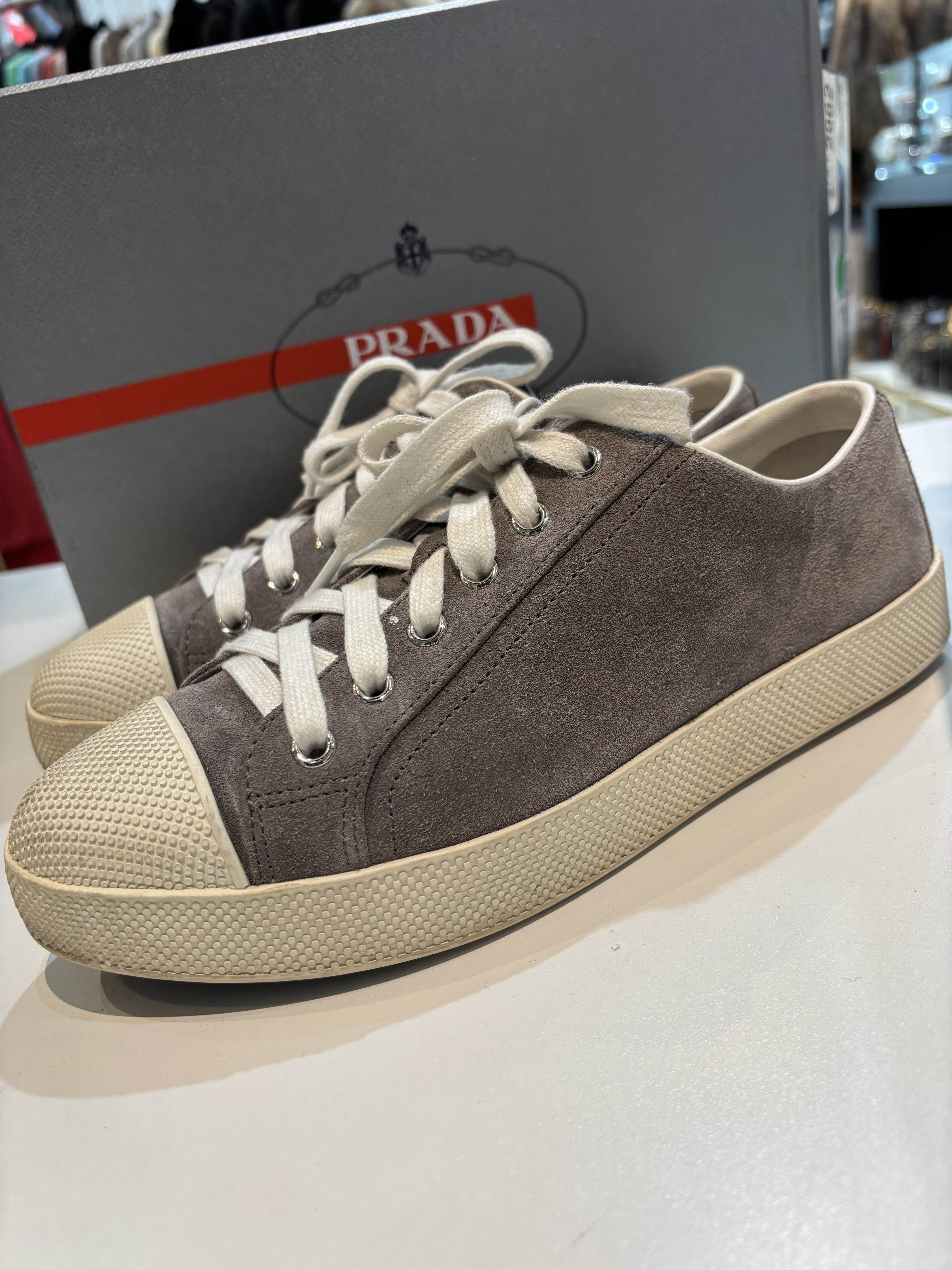 PRADA SUEDE CAP TOE SNEAKERS