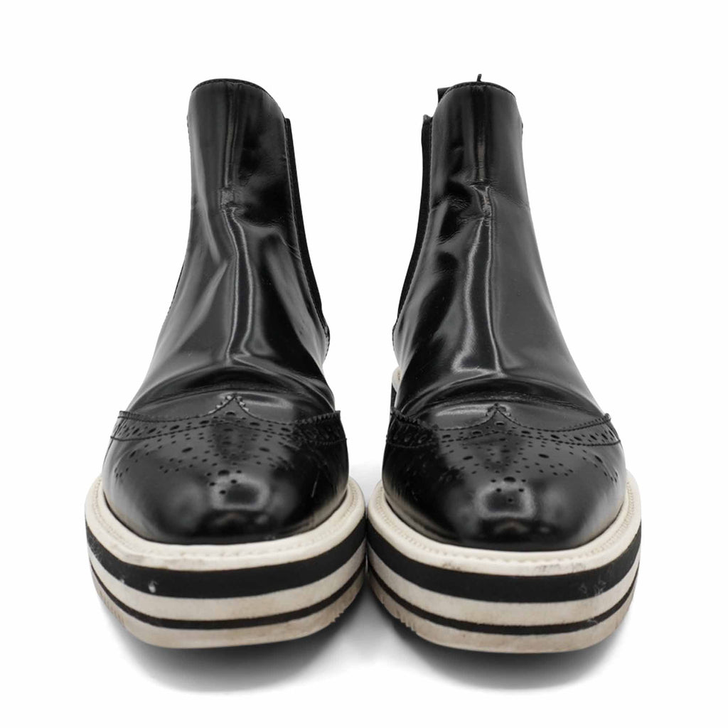 Prada 'Brogue' Platform Chelsea Boots - Women's 37