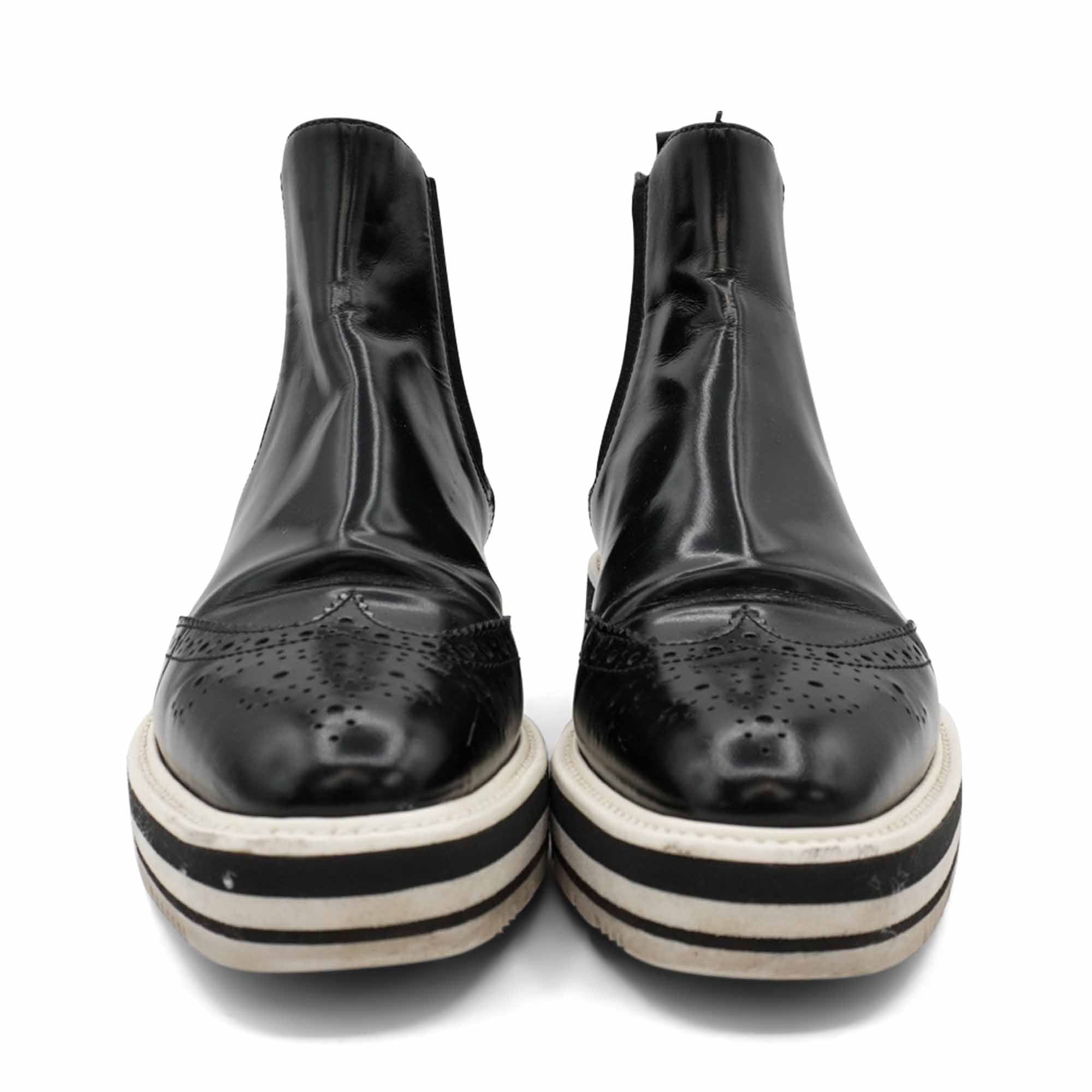 Prada 'Brogue' Platform Chelsea Boots - Women's 37