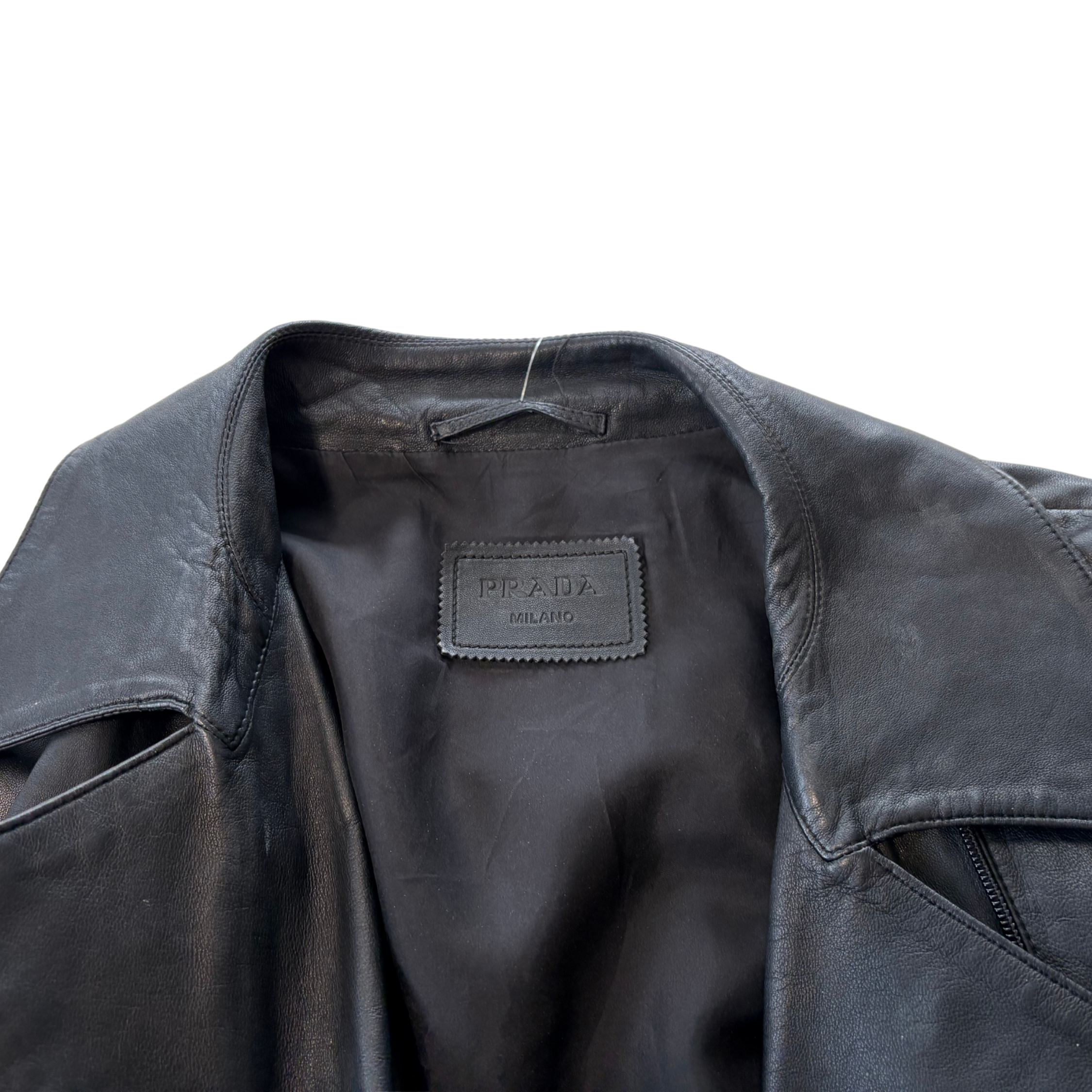 Prada Belted Leather Jacket - Women's 44