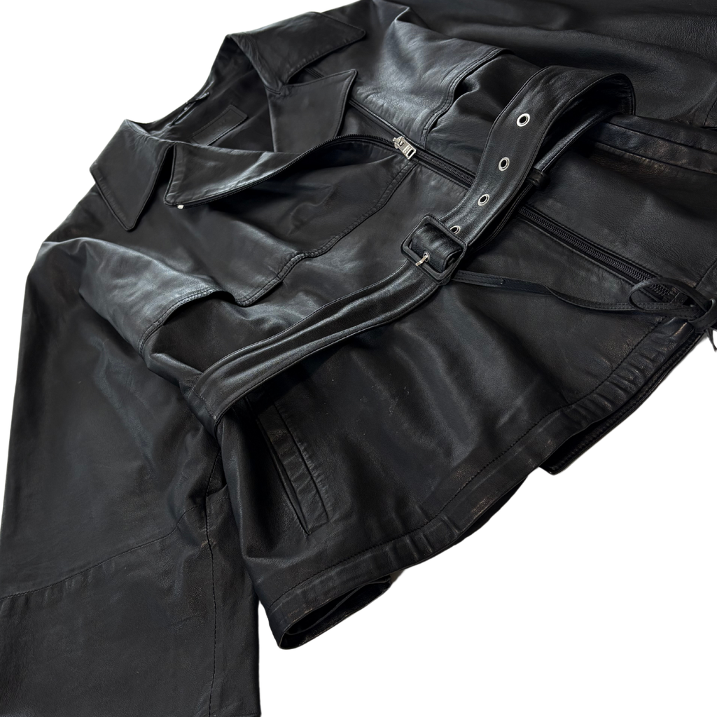 Prada Belted Leather Jacket - Women's 44
