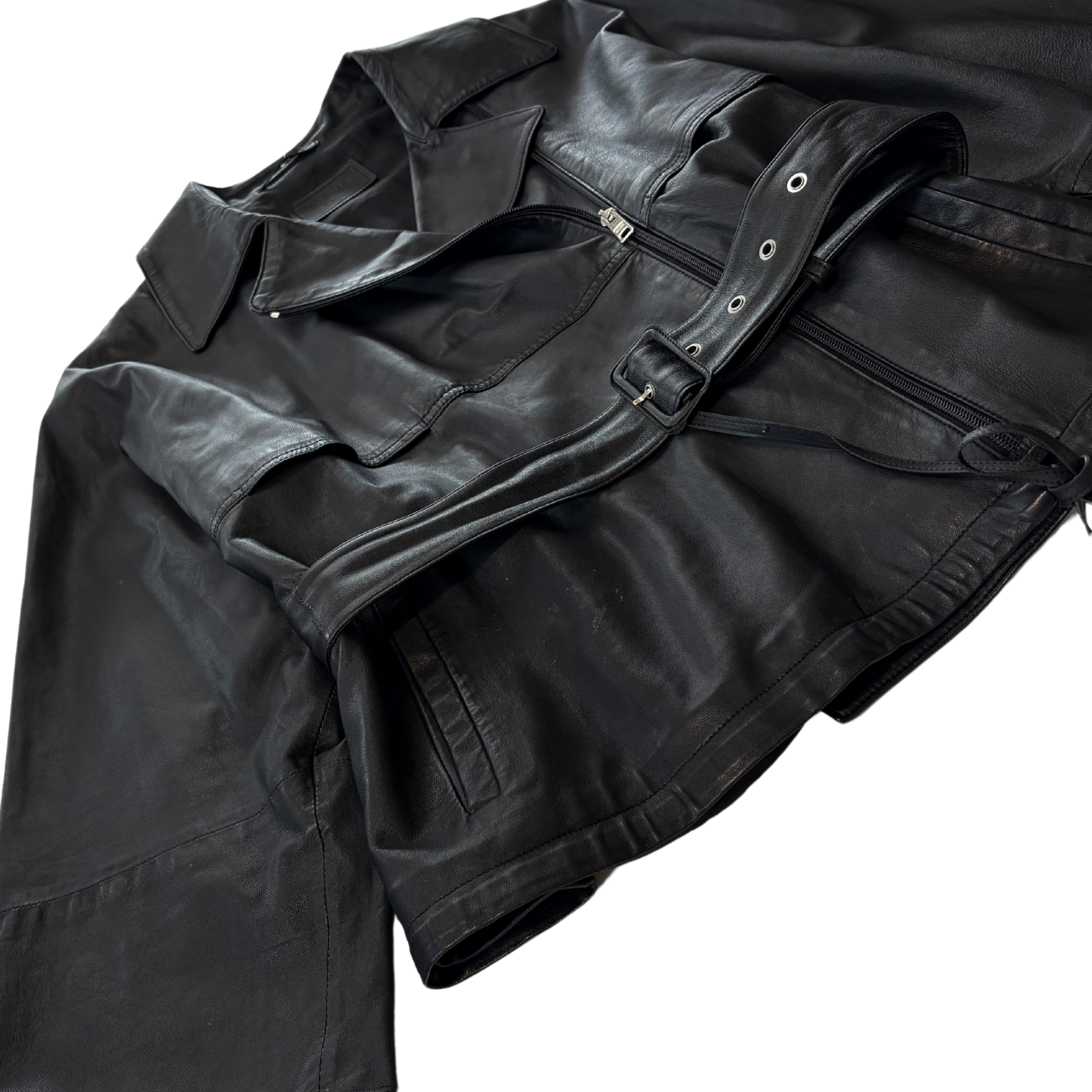 Prada Belted Leather Jacket - Women's 44