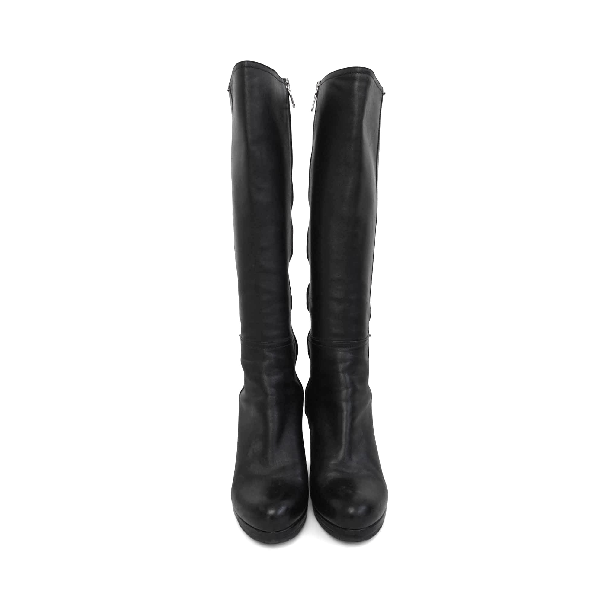 Prada Leather Wedge Boots - Women's 39