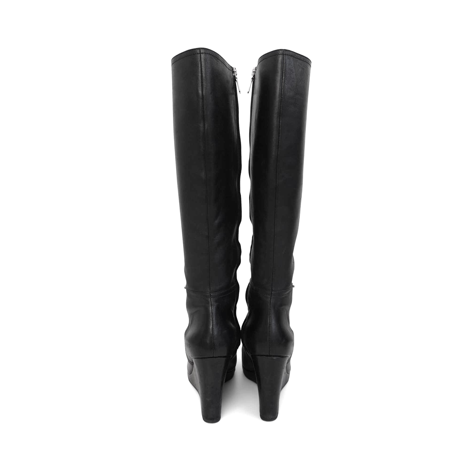 Prada Leather Wedge Boots - Women's 39