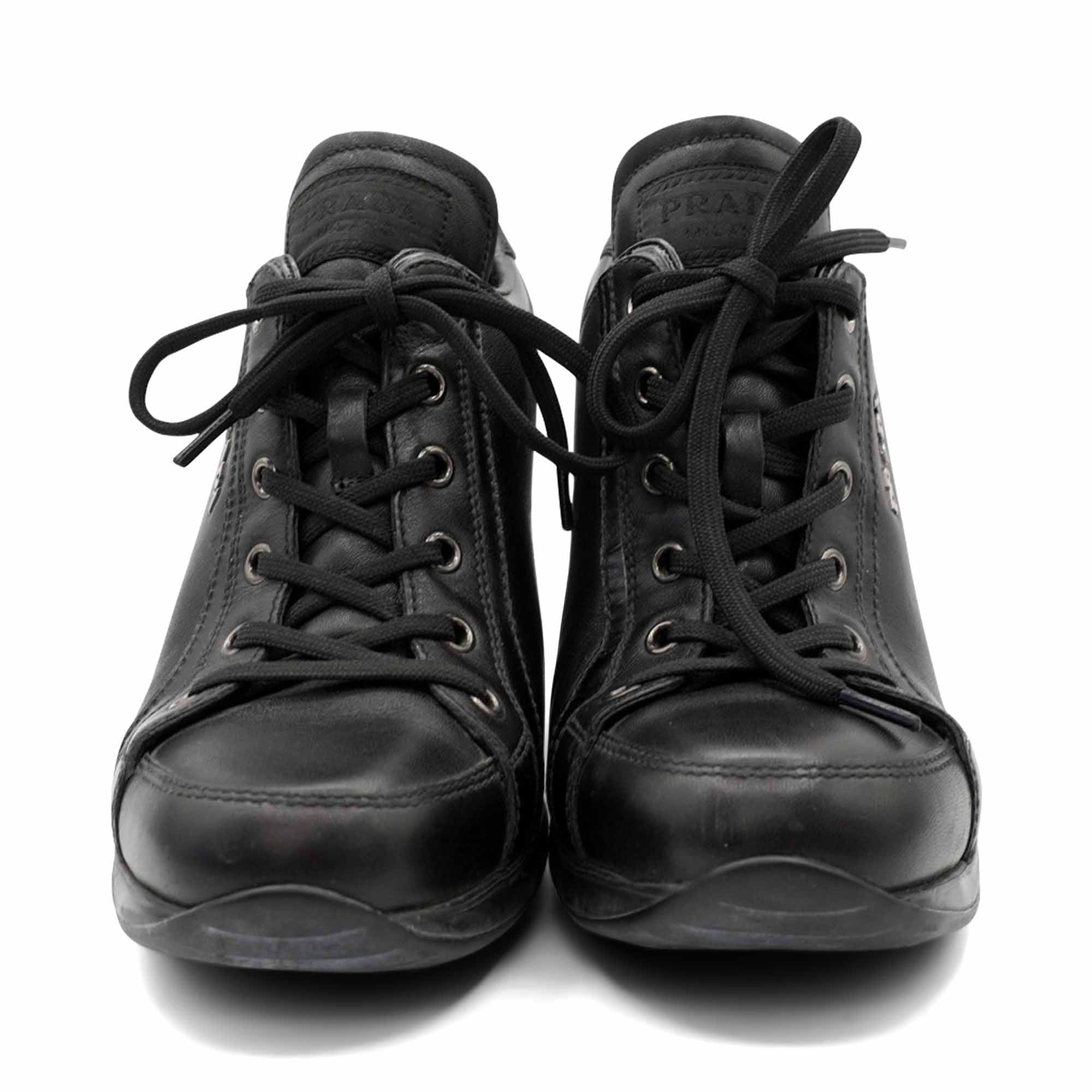 Prada Leather Wedge Sneakers - Women's 38.5