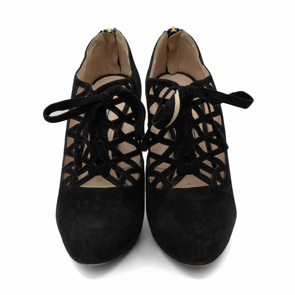Prada 'Calzature Donna' Lace- Up Booties - Women's 36