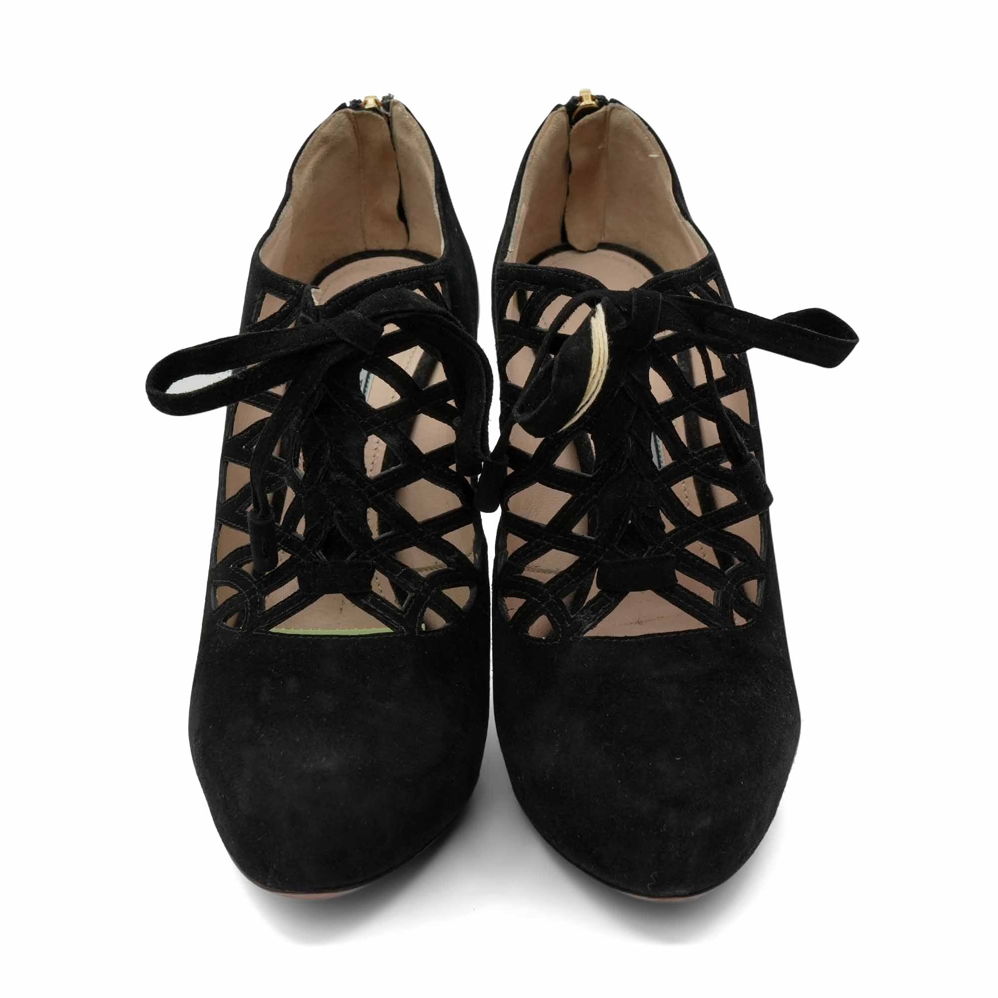 Prada 'Calzature Donna' Lace- Up Booties - Women's 36