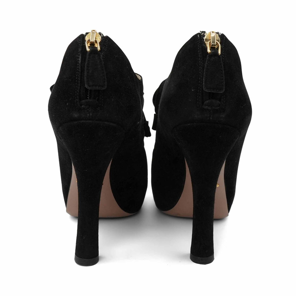 Prada 'Calzature Donna' Lace- Up Booties - Women's 36