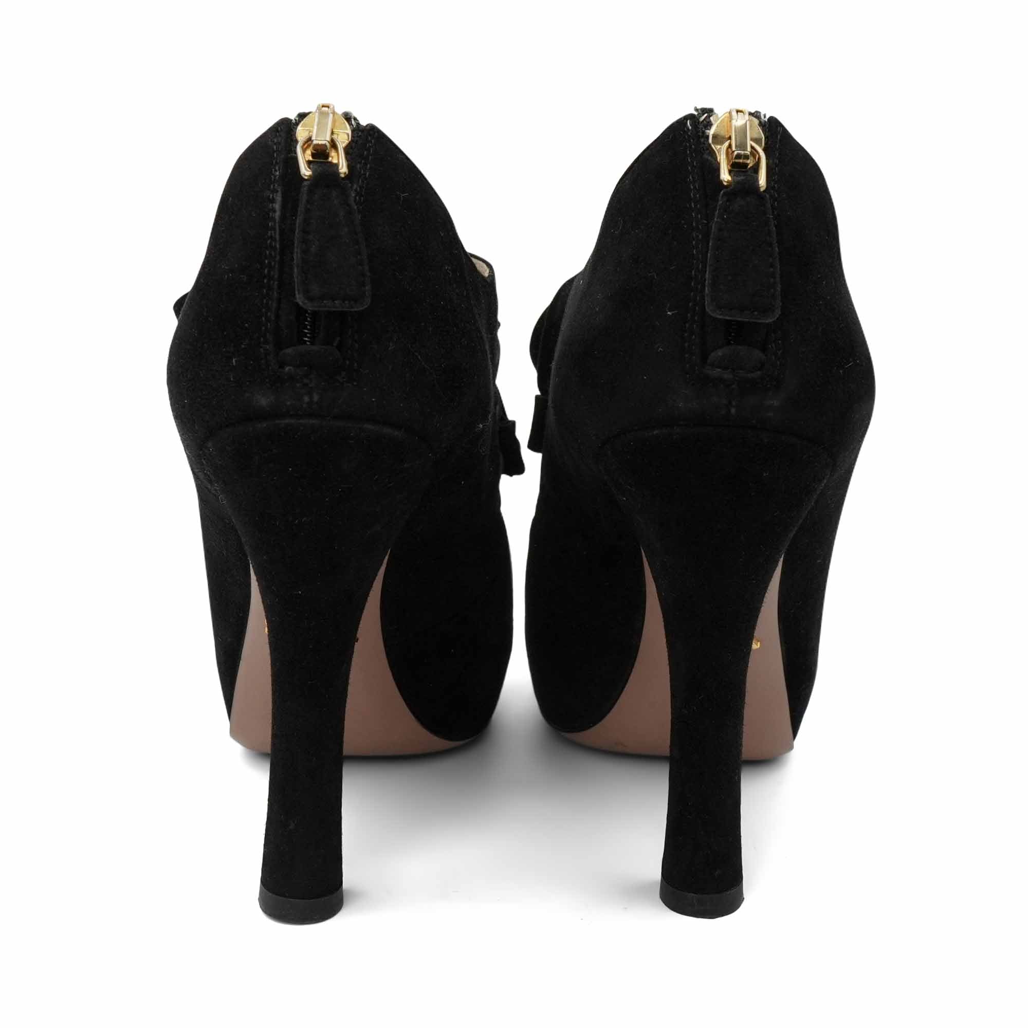 Prada 'Calzature Donna' Lace- Up Booties - Women's 36
