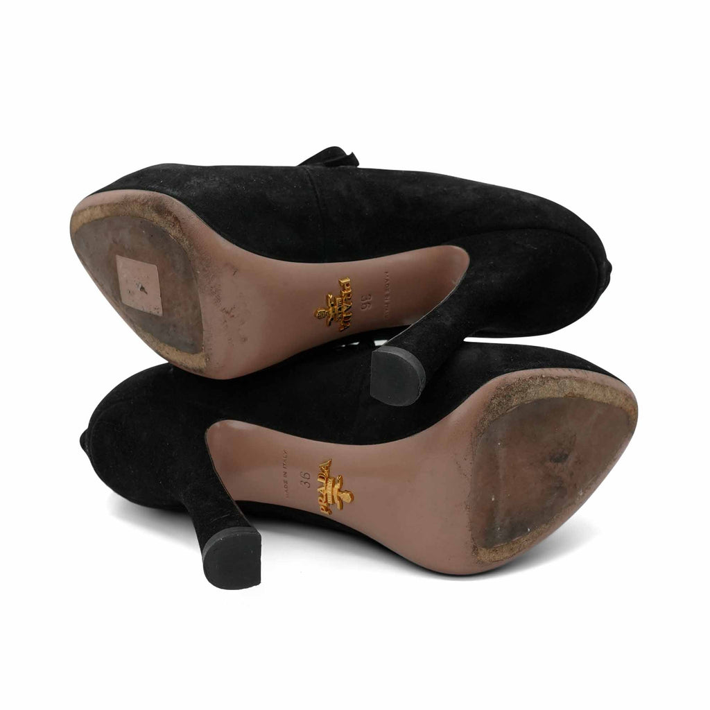 Prada 'Calzature Donna' Lace- Up Booties - Women's 36