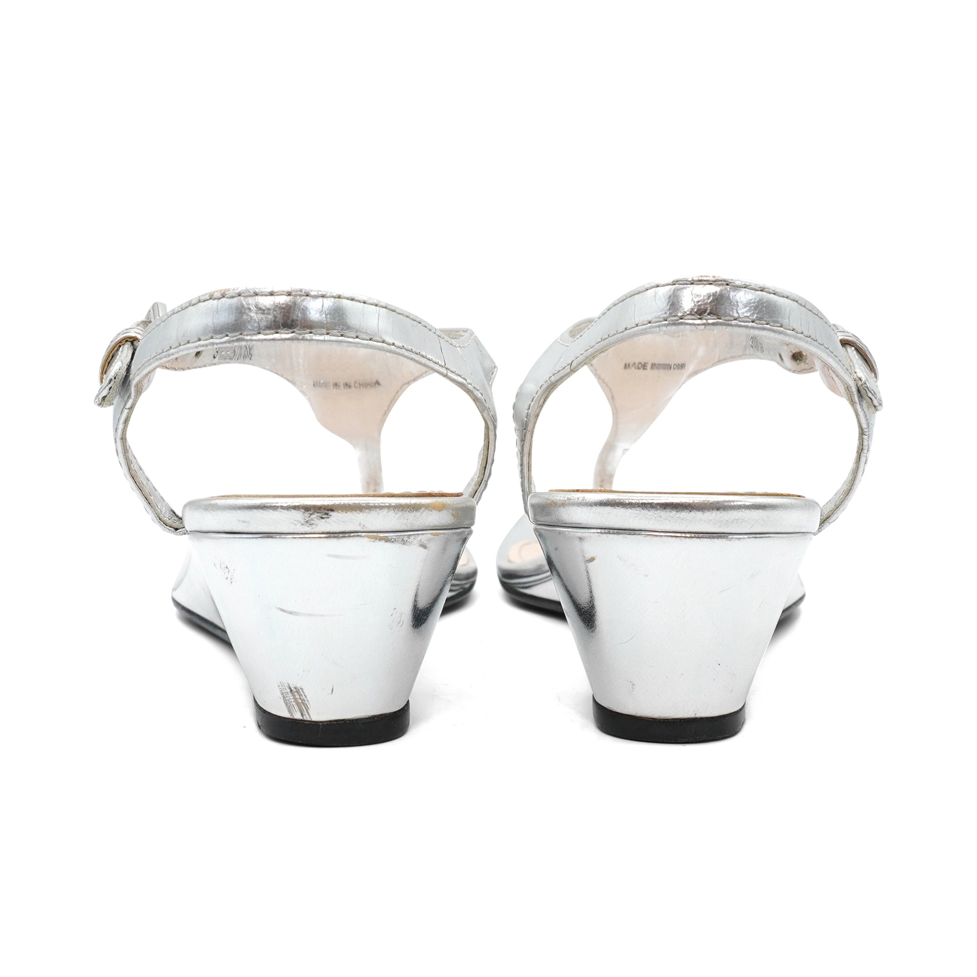 Prada Metallic Wedge Sandals - Women's 35.5