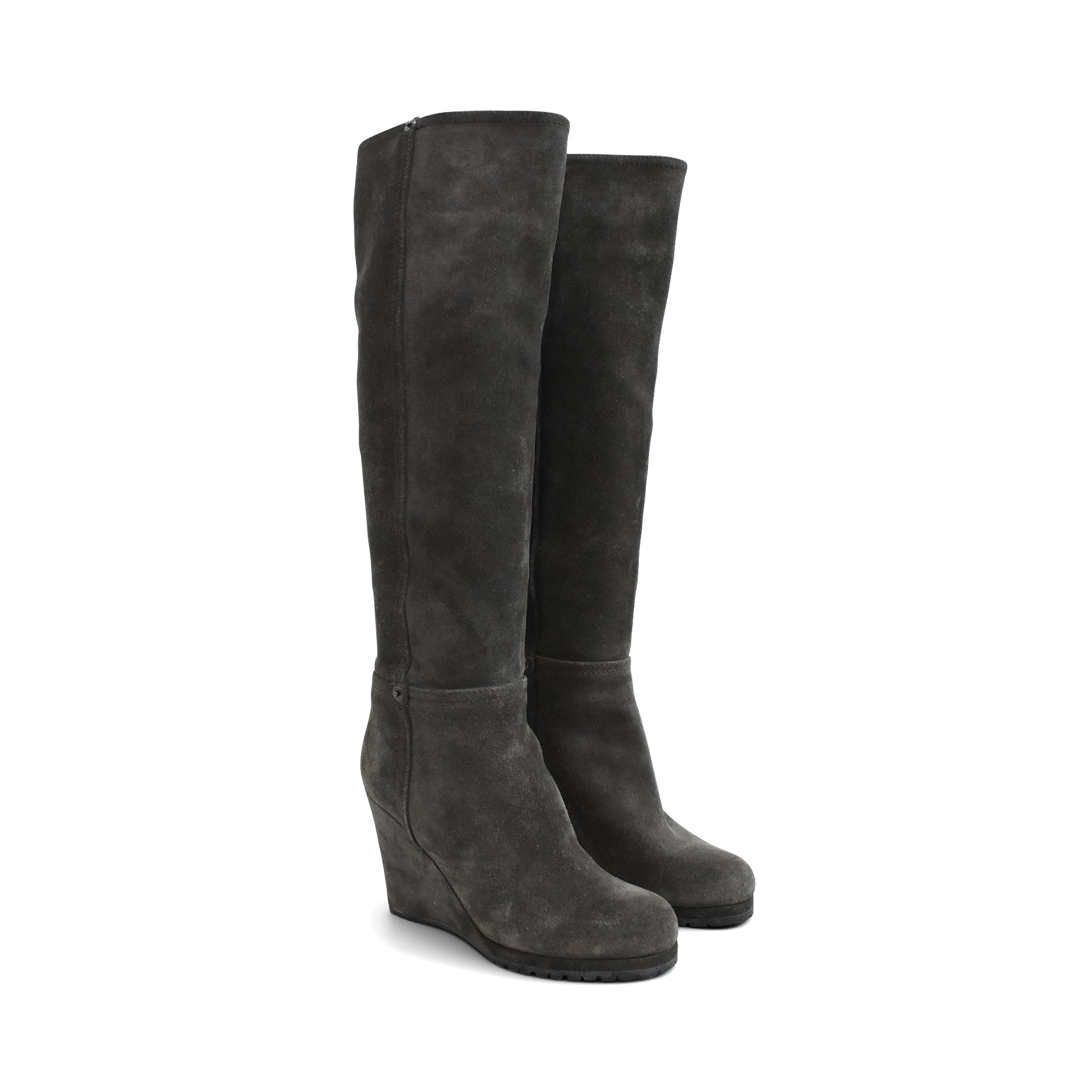 Prada Suede Wedge Boots - Women's 36.5