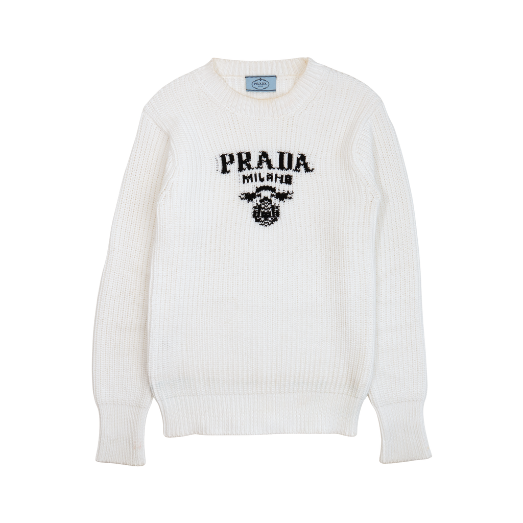 Prada Knit Logo Sweater - Women's 40