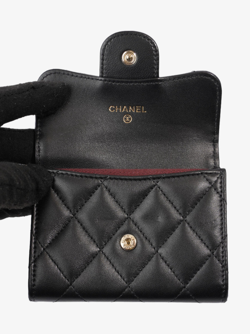 Chanel Classic Flap  Holder Black Lambskin Leather