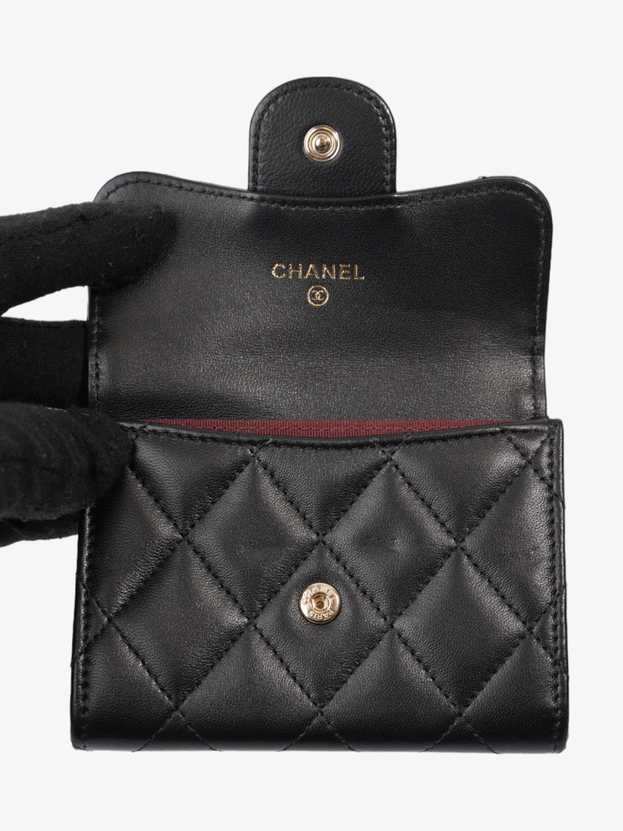 Chanel Classic Flap  Holder Black Lambskin Leather