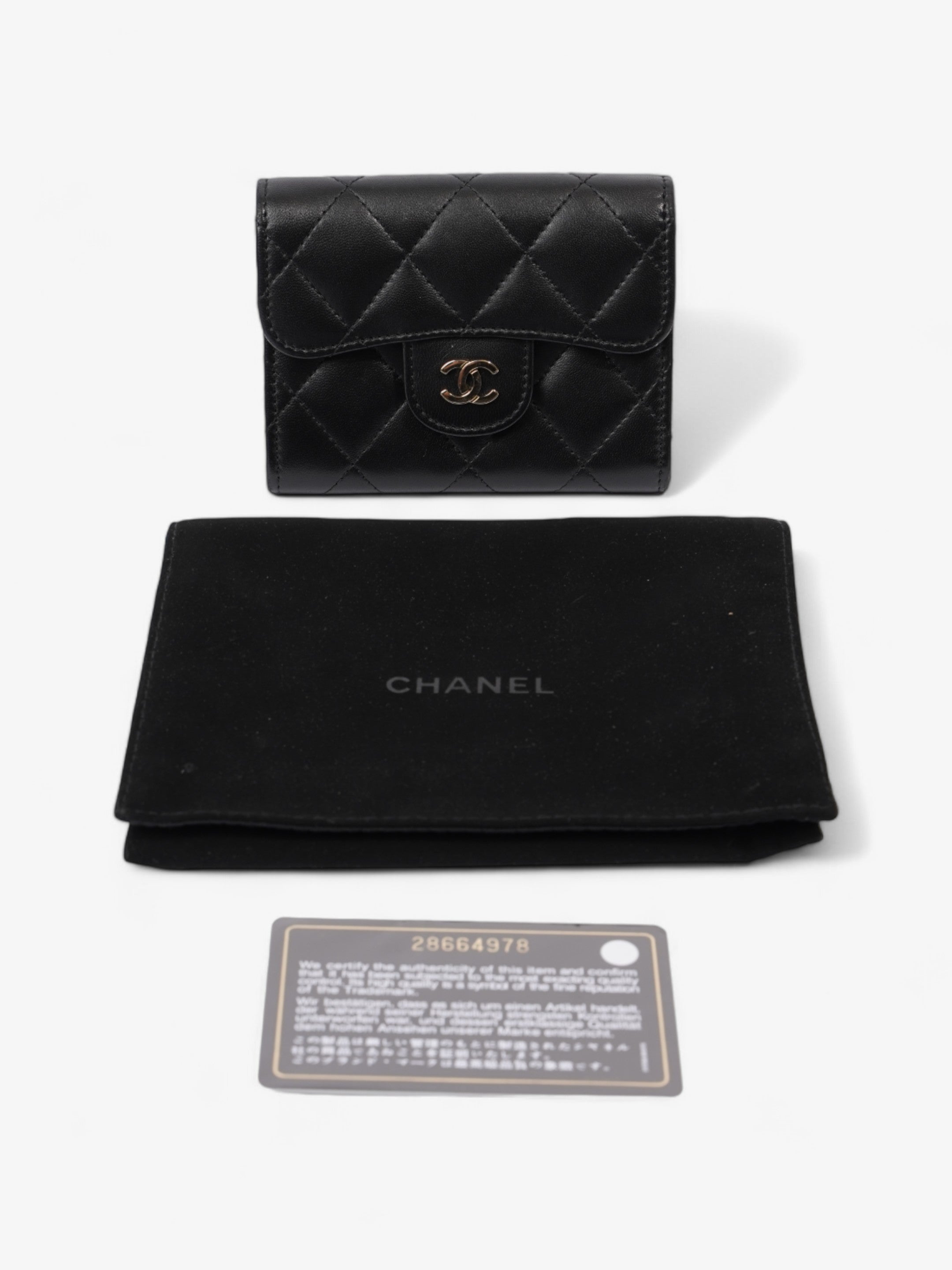 Chanel Classic Flap  Holder Black Lambskin Leather