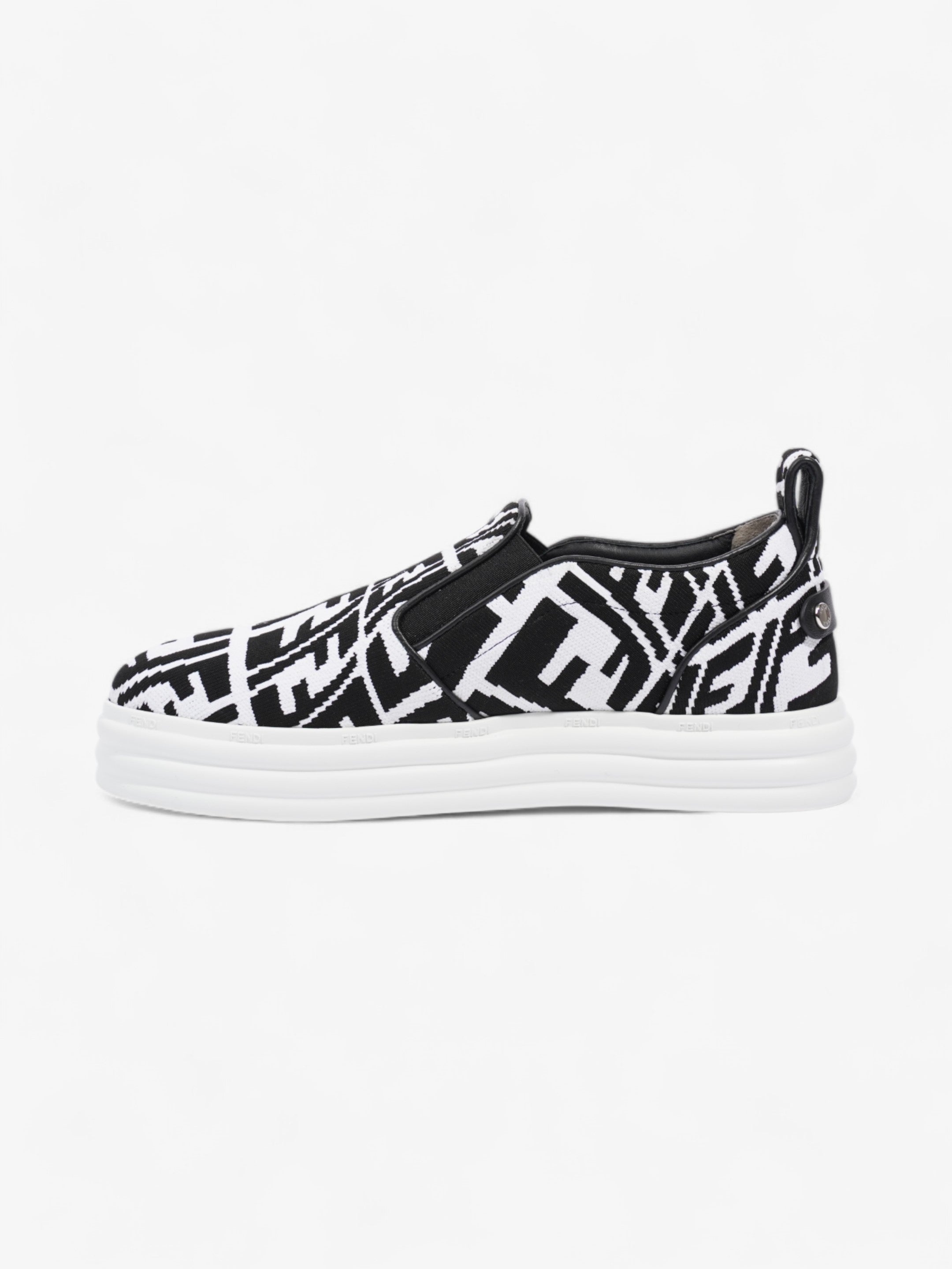 Fendi Rise Slip On White / Black Cotton EU 38 UK 5