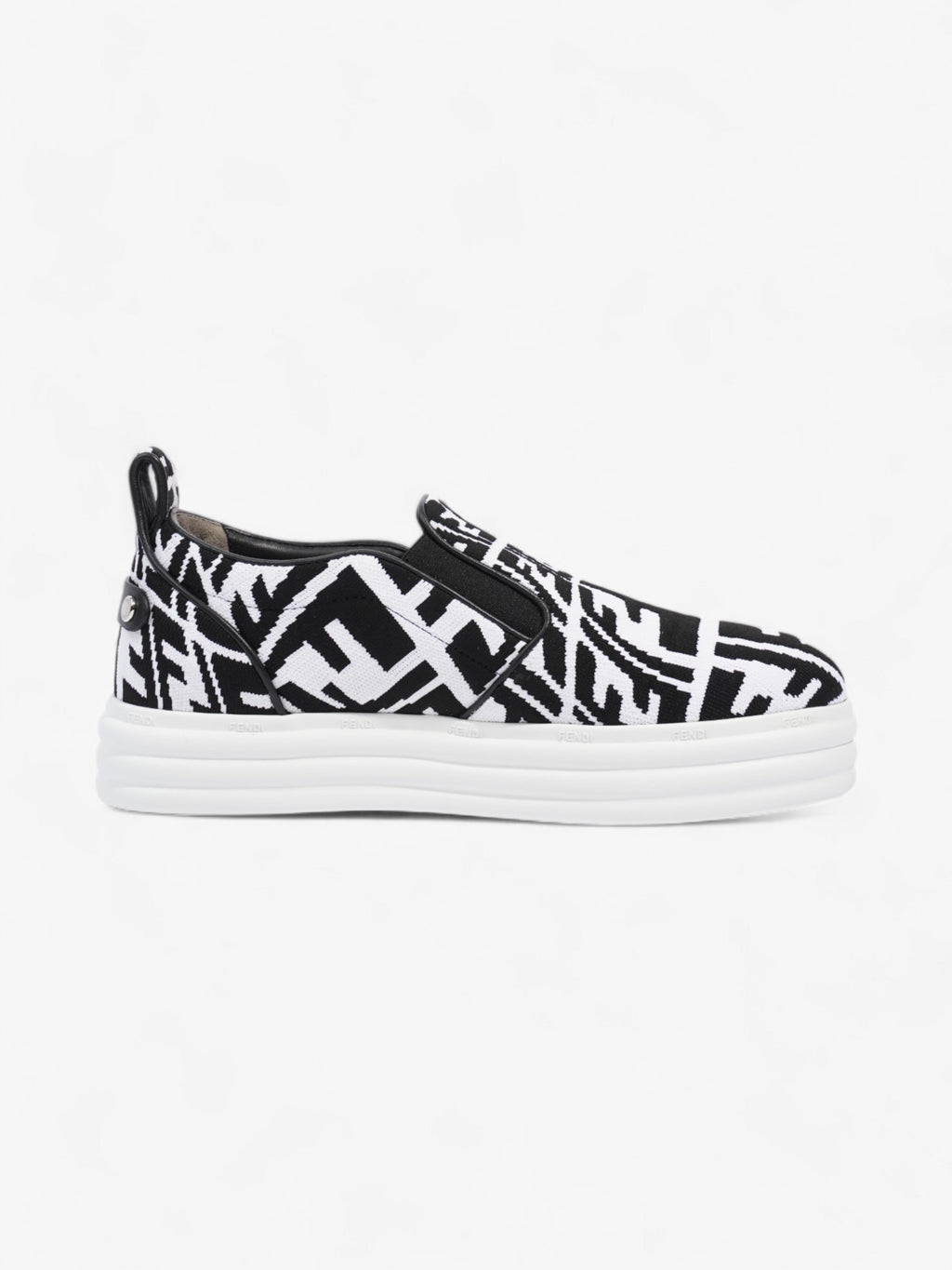 Fendi Rise Slip On White / Black Cotton EU 38 UK 5