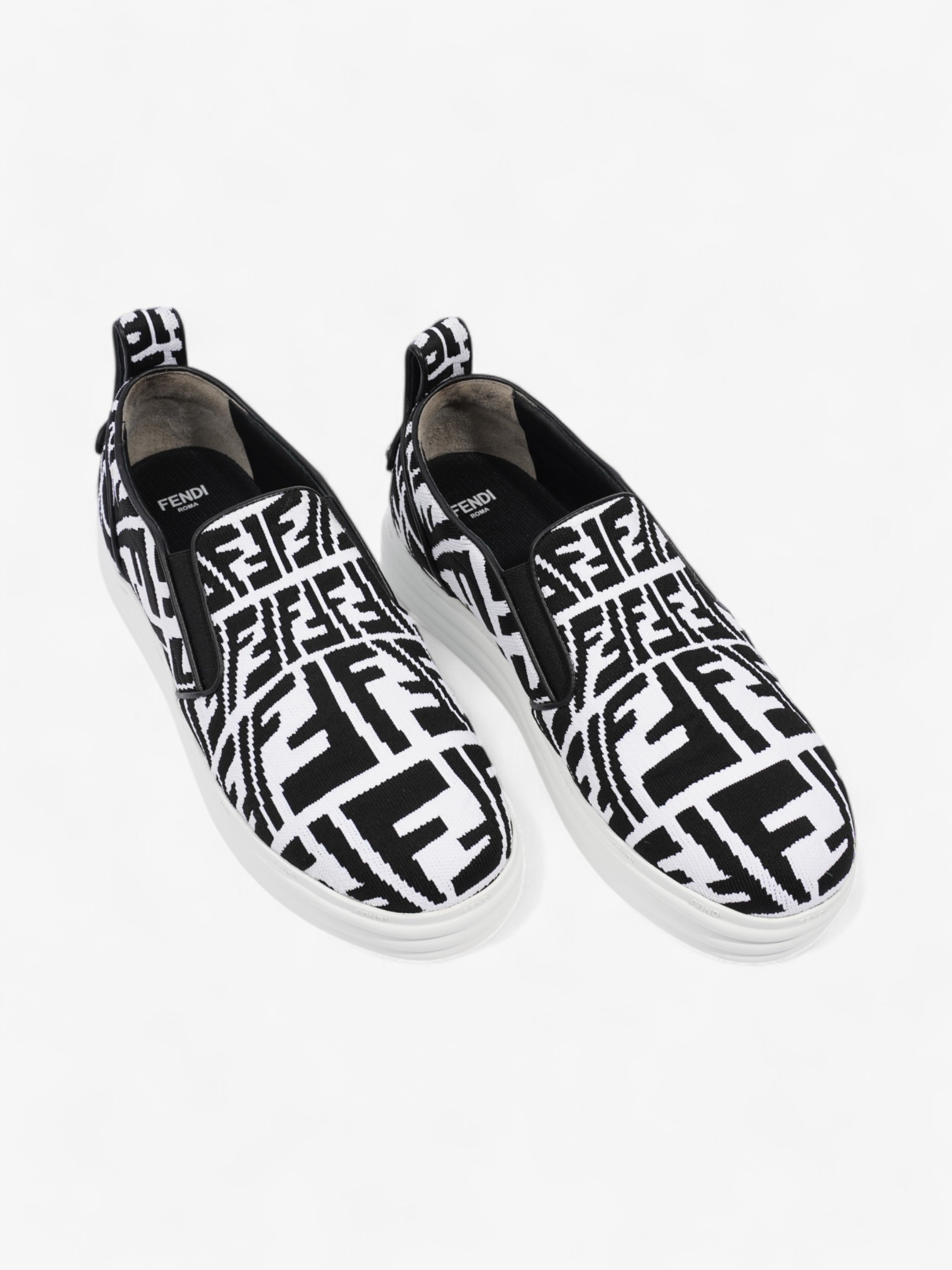 Fendi Rise Slip On White / Black Cotton EU 38 UK 5