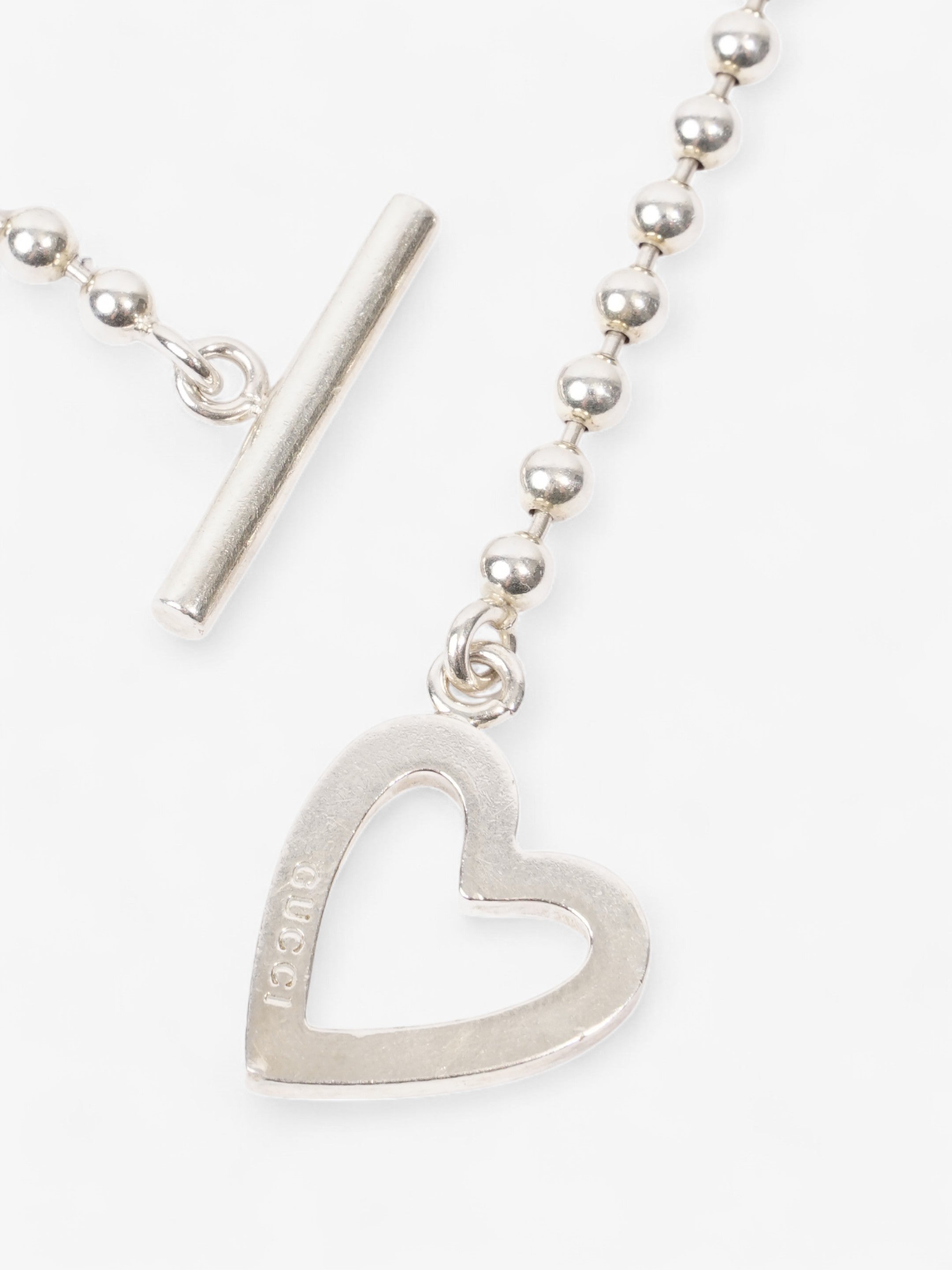Gucci Heart Toggle Bracelet Silver Silver Sterling 16