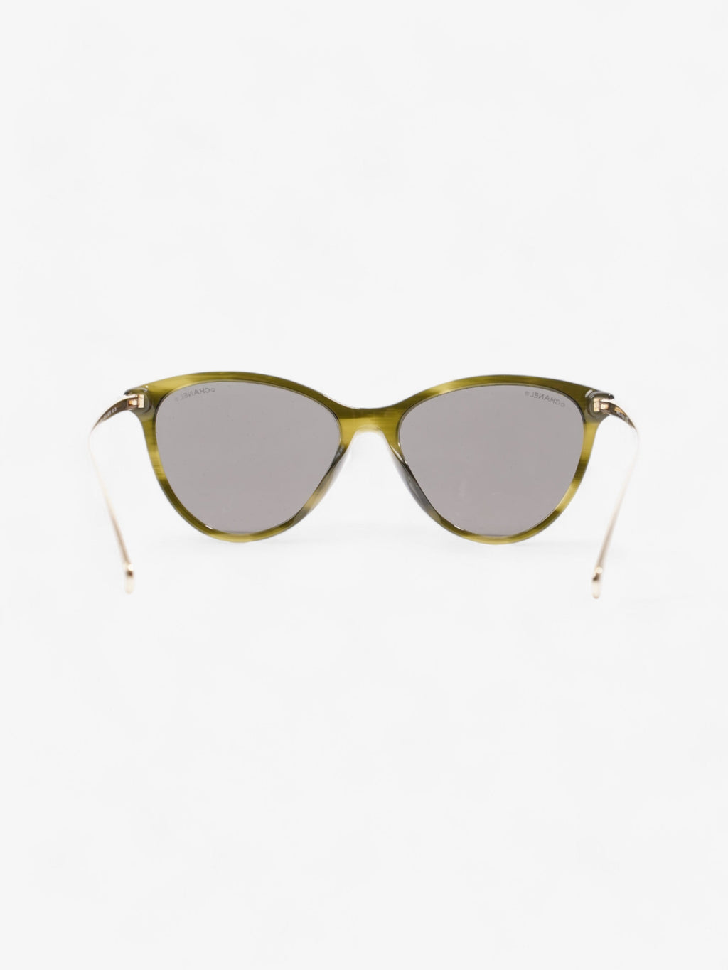 Chanel Cat Eye Sunglasses Green / Gold Acetate 140mm