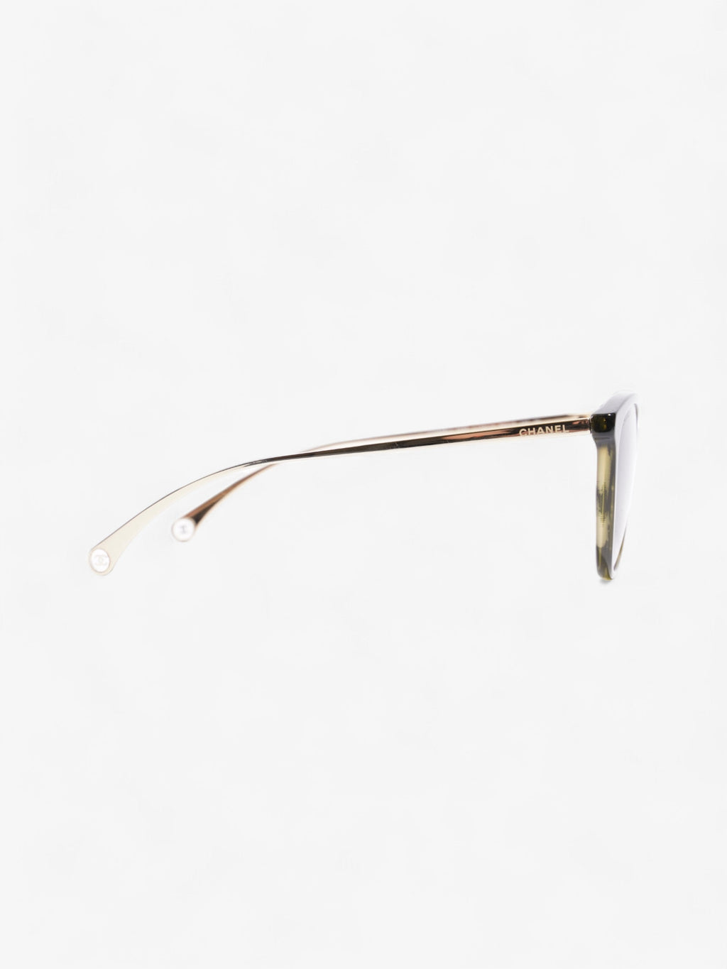 Chanel Cat Eye Sunglasses Green / Gold Acetate 140mm