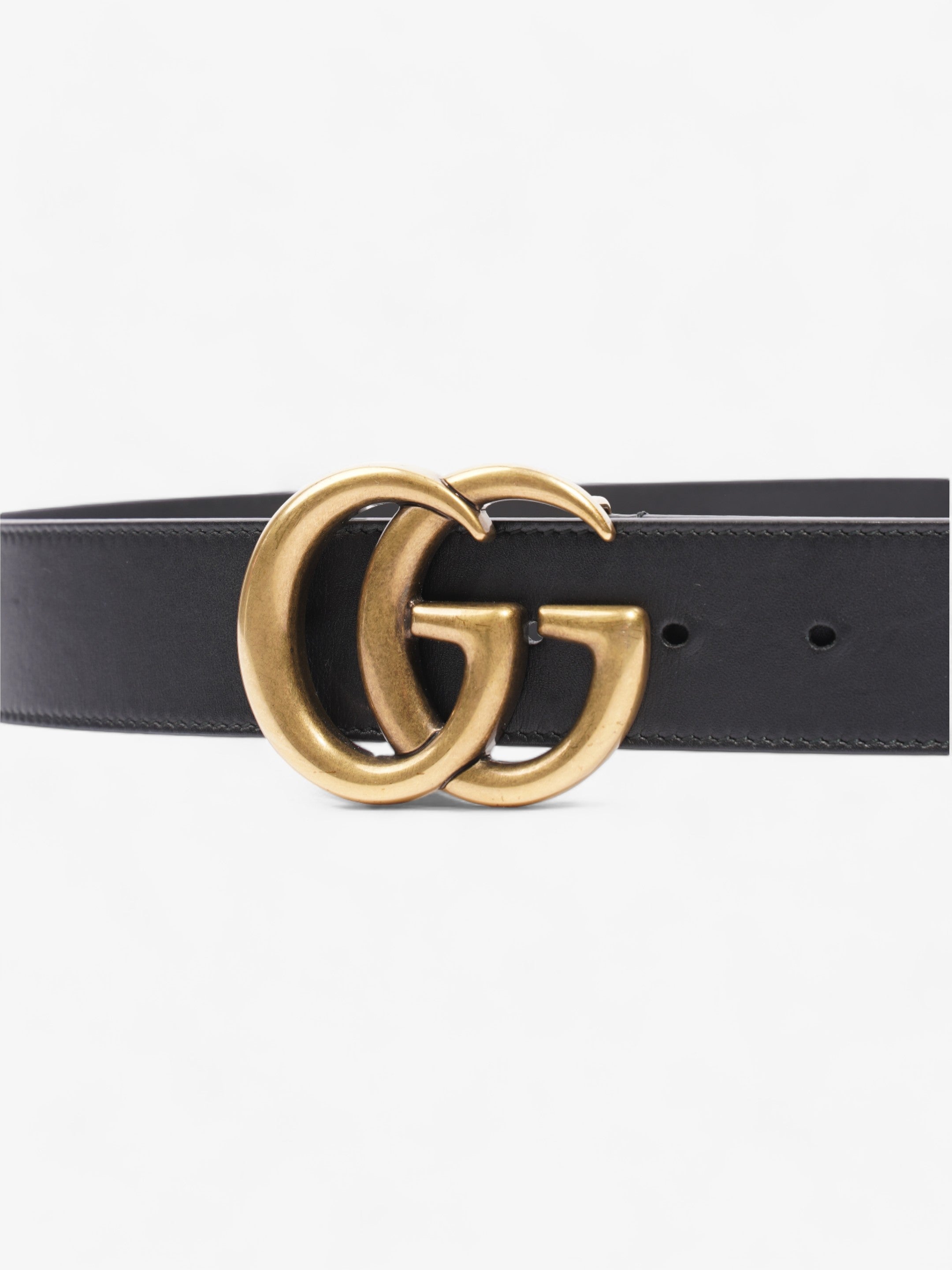 Gucci GG Marmont 2015 Re-Edition Wide Belt Black Leather 80cm / 32"