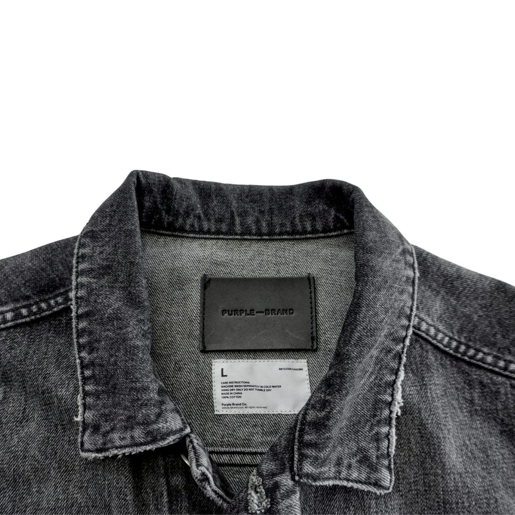 Purple Brand Distressed Denim Jacket - Men's L